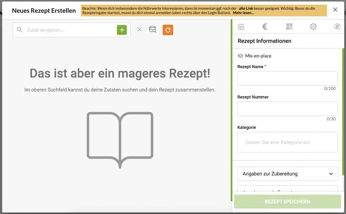Rezeptrechner PRO Business: Anleitung Rezepteingabe