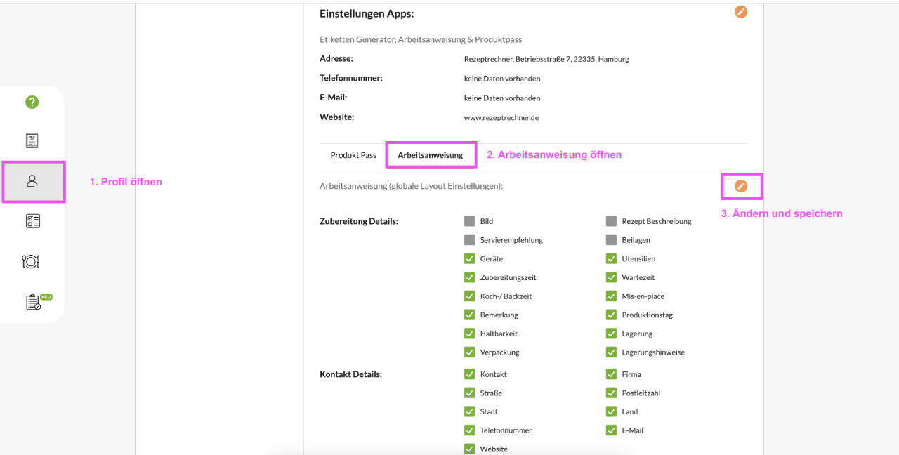 Globale Layout-Einstellungen